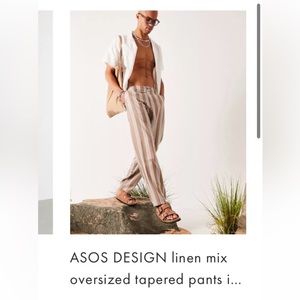 Linen Oversized Taper Pants (W: 31 L:30)